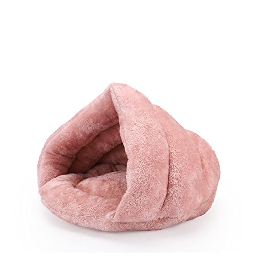 Warmes gemütliches Haustierbett Maschinenwaschbares Haustierhaus für Hund und Katze Weiches Kätzchen Schlafen Plüschtiernest Zwinger Winterhöhle Kleines mittleres Haustier-Rosa,L 45cm von XUFXEUT