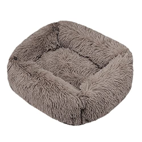 Winter Plüsch Haustierbett Teddy Katzennest Platz Zwinger Haustiermatte Katzenbett Hundebett Heimtierbedarf-Beige braun,S 55X45 von XUFXEUT