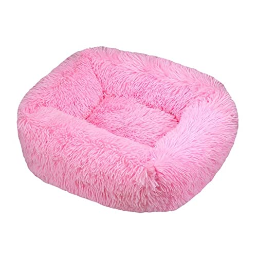 Winter Plüsch Haustierbett Teddy Katzennest Platz Zwinger Haustiermatte Katzenbett Hundebett Heimtierbedarf-Heißrosa,XL95X75 von XUFXEUT