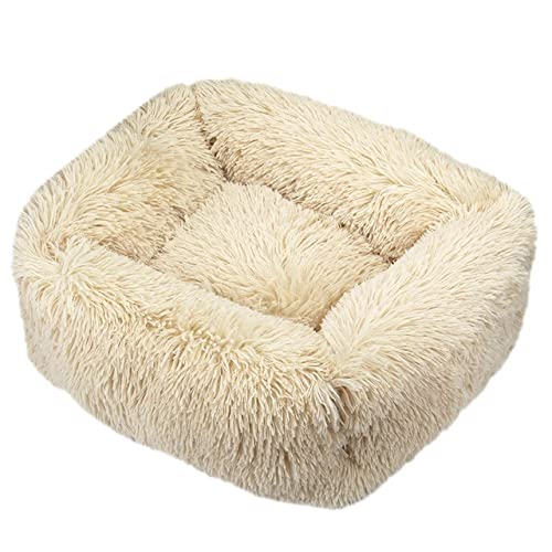 Winter Plüsch Haustierbett Teddy Katzennest Platz Zwinger Haustiermatte Katzenbett Hundebett Heimtierbedarf-Hellbraun,XXL110X90 von XUFXEUT