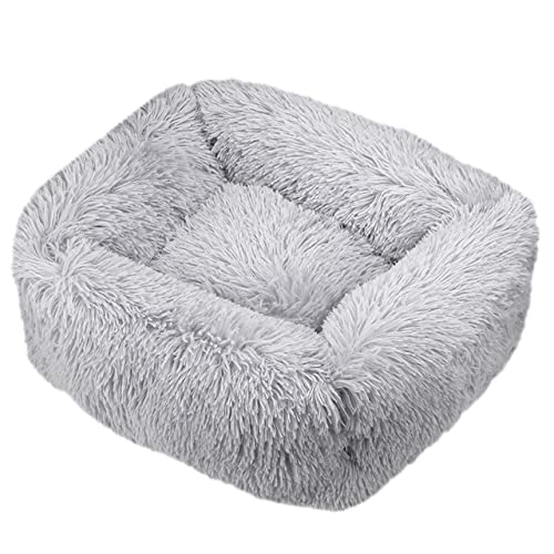 Winter Plüsch Haustierbett Teddy Katzennest Platz Zwinger Haustiermatte Katzenbett Hundebett Heimtierbedarf-Hellgrau,XXL110X90 von XUFXEUT