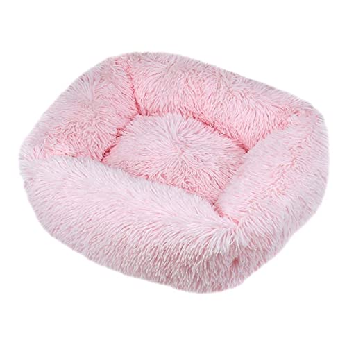 Winter Plüsch Haustierbett Teddy Katzennest Quadrat Zwinger Haustiermatte Katzenbett Hundebett Heimtierbedarf-Hellrosa,XXL110X90 von XUFXEUT