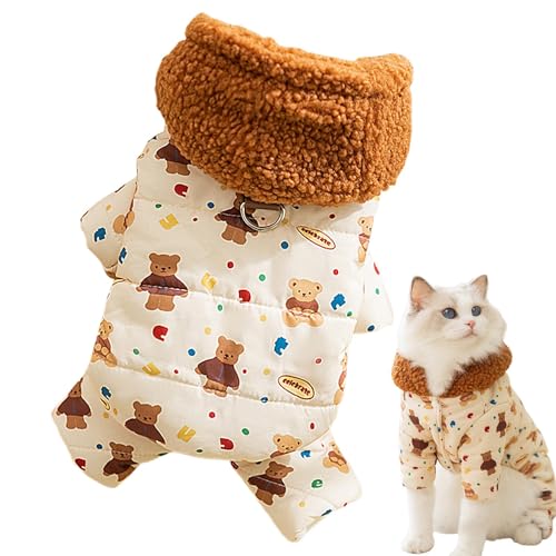 XUQEAYWD Katzen-Wintermantel, Hundejacken für kleine Hunde, Weicher Welpen-Wintermantel, warme Hundejacke mit Kapuzen-Design, Welpenpullover, süße kleine Hundekleidung mit Traktionsschnalle für von XUQEAYWD