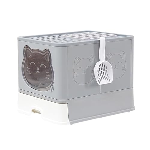 Praktische und leicht zu reinigende Katzentoilette – Geräumiges Design for Haustierbesitzer, die eine unkomplizierte Wartung wünschen(Grey) von XUTCEKOUYR