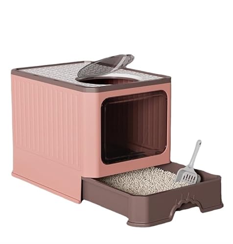 Praktische und leicht zu reinigende Katzentoilette – Geräumiges Design for Haustierbesitzer, die eine unkomplizierte Wartung wünschen(Pink) von XUTCEKOUYR