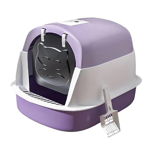 Praktische und leicht zu reinigende Katzentoilette – Geräumiges Design for Haustierbesitzer, die eine unkomplizierte Wartung wünschen(Violet) von XUTCEKOUYR