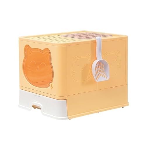 Praktische und leicht zu reinigende Katzentoilette – Geräumiges Design for Haustierbesitzer, die eine unkomplizierte Wartung wünschen(Yellow) von XUTCEKOUYR