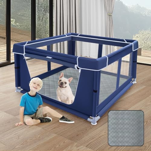 Hunde-Laufstall, 42 x 42 x 25,6 cm, Welpenlaufstall mit Hundeunterlagen von XVISHX