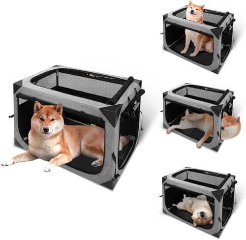 XVISHX Hundebox, 76,2 x 53,3 x 53,3 cm, große Hundebox für große oder mittelgroße Hunde, tragbares und faltbares Design des Hundekäfigs, perfekt für Reisen oder Zuhause, Hundehütte mit 3 Türen und von XVISHX