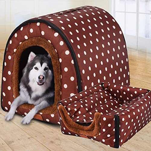 XWanitd Extra großes Jumbo-Hundebett, Größe M, gegen Angstzustände, für Hunde, weiche Katzenhöhle, Iglu, Winter, warm, 2-in-1, Haustiernest, waschbar (35 x 32 x 28 cm, F) von XWanitd