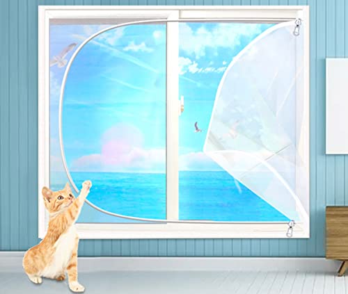 XWanitd Katzensicherheits-Fensterschutz, Mückenschutz, Balkonnetze, kratzfest, Katzennetz, selbstklebend, Fensternetz, DIY-Größe, Reißverschluss (100 x 120 cm, Reißverschluss) von XWanitd