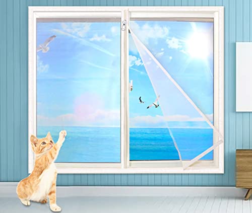 XWanitd Katzensicherheits-Fensterschutz, Mückenschutz, Balkonnetze, kratzfest, Katzennetz, selbstklebend, Fensternetz, DIY-Größe, Reißverschluss (150 x 200 cm, Reißverschluss-A) von XWanitd