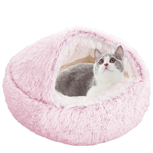 Anti-Angst-Katzenhöhle, Bett, Welpensofa, Katzenkissen, maschinenwaschbar, Katzenbett, Haustierbett, Katzennistbett, Kätzchenbett für mittelgroße und kleine Hunde, Katzen, 65 cm, Rosa von XXIUDEE