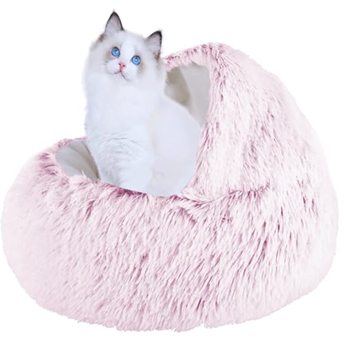 XXIUDEE Rundes Katzenbett, Kätzchenbett, Haustierbett, Welpenbett mit rutschfester Unterseite, waschbarer Katzenschlafsack, Katzennistbett, Haustier-Sofa, Kissen für kleine, mittelgroße Katzen im von XXIUDEE