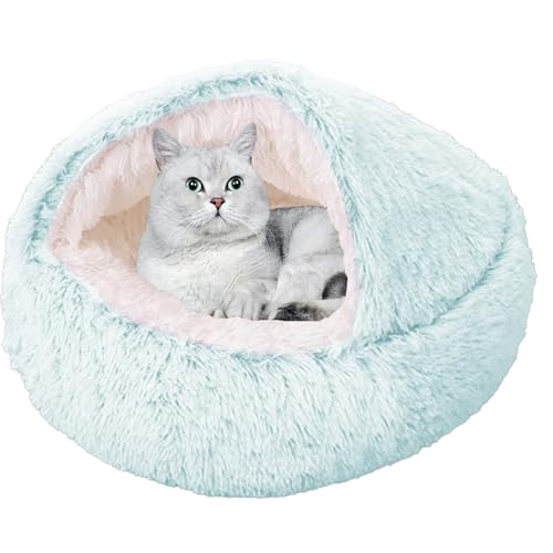 XXIUDEE Rundes Katzenbett, Katzensofa, maschinenwaschbar, Welpenbetten, Haustierkissen, Kätzchenbett, Katzenhöhle, Haustier-Kuschelbett mit rutschfester Unterseite für kleine, mittelgroße Katzen, 40 von XXIUDEE