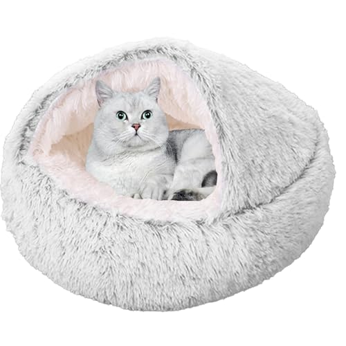 XXIUDEE Rundes Katzenbett, Katzensofa, maschinenwaschbar, Welpenbetten, Haustierkissen, Kätzchenbett, Katzenhöhle, Haustier-Kuschelbett mit rutschfester Unterseite für kleine, mittelgroße Katzen, 40 von XXIUDEE