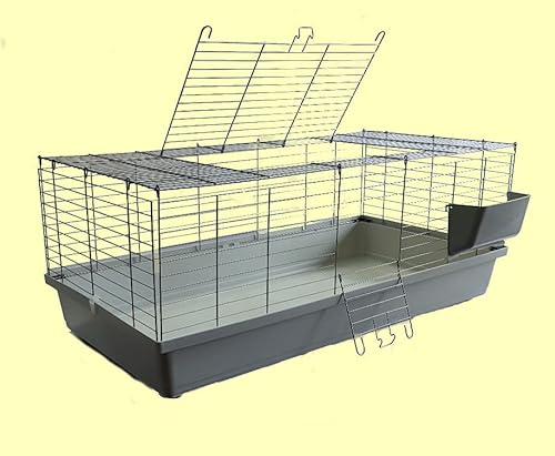 1,20 m Neues Modell Hasenkäfig Nagerkäfig Kaninchenkäfig Käfig Stall Meerschweinchen grau von XXL-Heimtiercenter