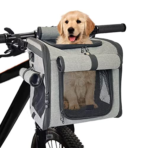 XXXLION Hunde-Fahrradkorb, Haustier-Fahrradträger Rucksack mit Netzfenstern für kleine Hunde, Katzen, Welpen, einfache Sicherheit, mit verstellbaren Riemen, Haltetasche, Vorderrad und Autositz von XXXLION