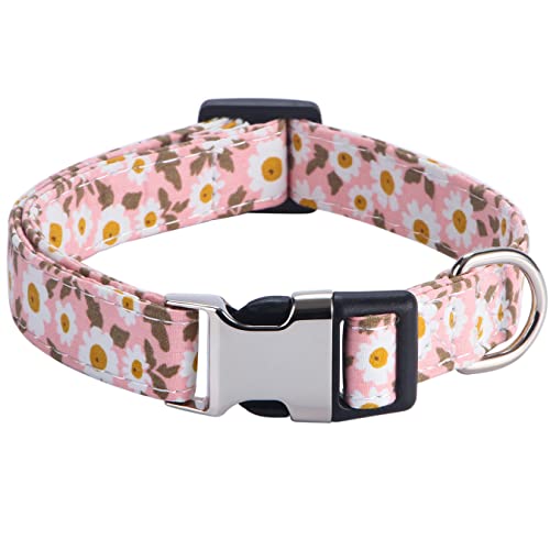 XYART Hundehalsbänder für Mädchen, Rose, Sonnenblume, Gänseblümchen und Leopardenmuster, klein, mittel, groß, für Hündinnen, Sonnenblume, Rosa, S von XYART