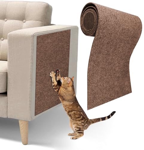 Selbstklebend Kratzteppich Katze, Katzenkratzmatte, Verwendung für Katze Wand, Kratzmatte Katze, Kratzbrett Katzen, Katzenkratzbretter und Sofaschutz, 200x40cm (Braun) von XYHAOAI