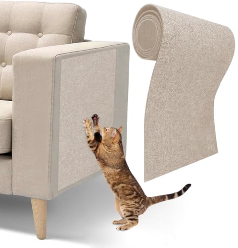 Selbstklebend Kratzteppich Katze, Katzenkratzmatte, Verwendung für Katze Wand, Kratzmatte Katze, Kratzbrett Katzen, Katzenkratzbretter und Sofaschutz, 200x40cm (Khaki) von XYHAOAI