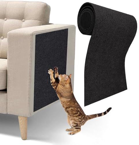 Selbstklebend Kratzteppich Katze, Katzenkratzmatte, Verwendung für Katze Wand, Kratzmatte Katze, Kratzbrett Katzen, Katzenkratzbretter und Sofaschutz, 200x40cm (Schwarz) von XYHAOAI