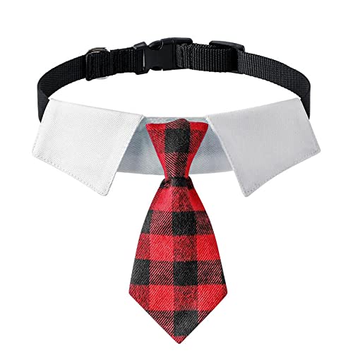 Verstellbares Haustier-Jungen-Hundehalsband, geeignet für kleine, mittelgroße und große Hunde, Hochzeit, Geburtstag, Hundekrawatte (klein, rot/schwarz kariert) von XZYZ