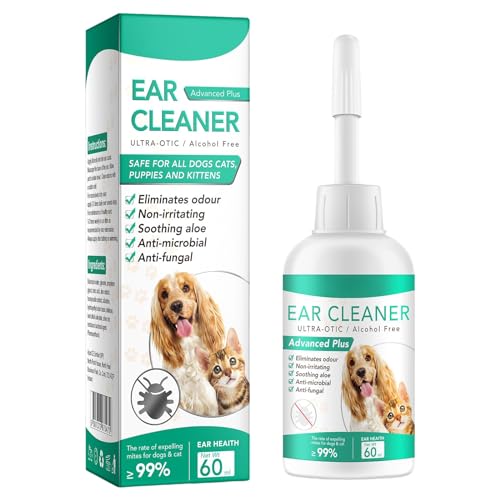 60 ml Haustier-Ohrenreiniger Milben-/Pilzvernichter, sanft sicher für Hunde Katzen, verhindert Ohrenentzündungen andere Probleme, einfach zu verwenden Longieren Hund Zubehör (Mint Green, One Size) von XZincer