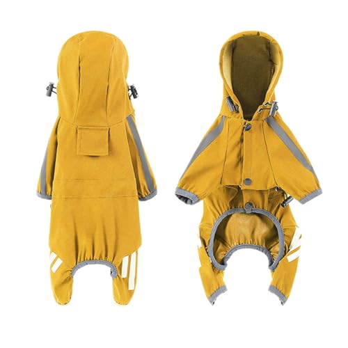 Hunde Regenmantel,Hunderegenmantel Wasserdicht,Ganzkörper Regenmantel für Haustiere mit durchsichtigem Hut,Outdoor Regenjacke für Haustiere für kleine, mittelgroße und große Hund (Yellow, XXL) von XZincer