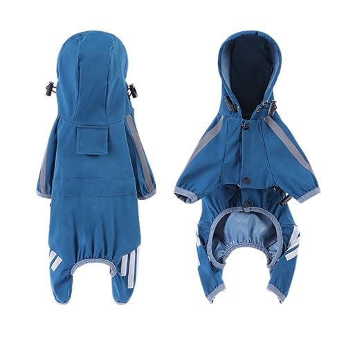 XZincer Hunde Regenmantel,Hunderegenmantel Wasserdicht,Ganzkörper Regenmantel für Haustiere mit durchsichtigem Hut,Outdoor Regenjacke für Haustiere für kleine, mittelgroße und große Hund (Blue, L) von XZincer