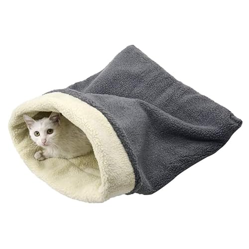 XZincer Katzenschlafsack Katzenbett Winter Geschlossen Waschbare Katzenhöhle Katzenmatte Haustierbett Warm Kuschelsack für Katzen Hunde Nest Höhlenhaus (Grey, One Size) von XZincer