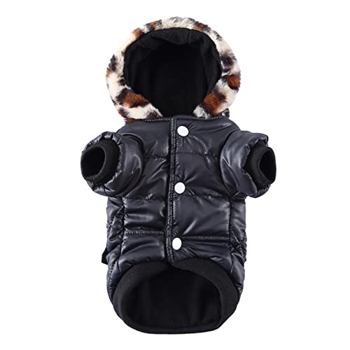 XZincer Kleiner Haustier-Welpen-Warmer Winter-Pullover-Kapuzenpulli-Kleidung-Hündchen-Katzen-wasserdichter Dicker Mantel für kleine Hunderassen wie Chihuahua Regen Hundemantel (Black, M) von XZincer