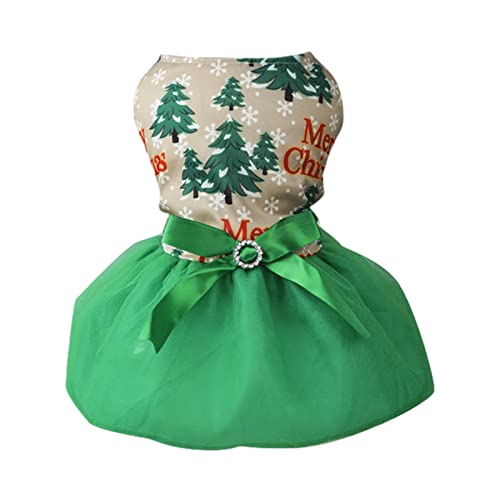 XZincer Weihnachten Haustier Kleidung Urlaub Weihnachten Urlaub Weihnachten Haustier Hund Katze Weihnachtsbaum Rock Pullover Herbst Winter Kleidung Hunde Fahrradkorb Zubehör (Green, L) von XZincer