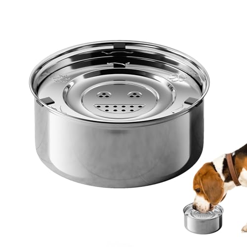 Xafrstyu Auslaufsicherer 1L Hunde-Wassernapf – Edelstahl-Tierfutterautomat mit Anti-Drip-Design, Langsamer Trinknapf mit Schwimmdisk, Kompakter 18x18x7.1cm Wasserspender für Hunde & Katzen (1L) von Xafrstyu