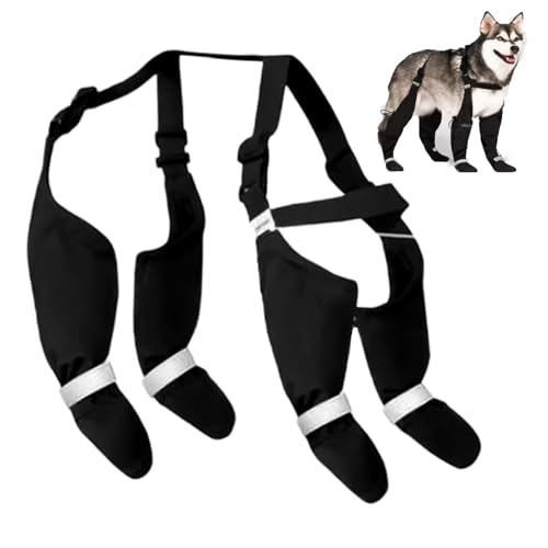 Hundetransport-Stiefel – Verstellbare Anti-Rutsch Pfotenleggings für Große Hunde – Sichere Hundeschuhe mit Hosenträgern für Winter, Schnee, Regen & Wandern (L) von Xafrstyu