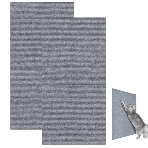 Trimmbares Katzenkratzmatte 2PCS - Selbstklebende Teppichpads für Kratzbäume, Regale und Möbel, Anpassbare Kratzpads für Katzen (30 x 60 cm,Grey) von Xafrstyu