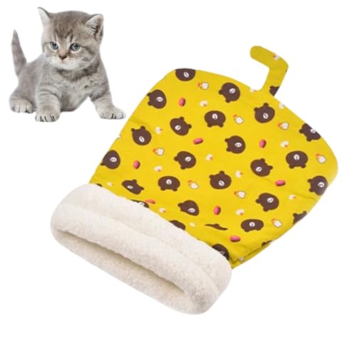 Xafrstyu Gemütlicher Katzen-Schlafsack - Weiches und Flauschiges Haustierbett für Kleine Haustiere, Ideal für Drinnen und Unterwegs, Perfekt für Katzen und Kleine Hunde unter 7 kg (Yellow) von Xafrstyu