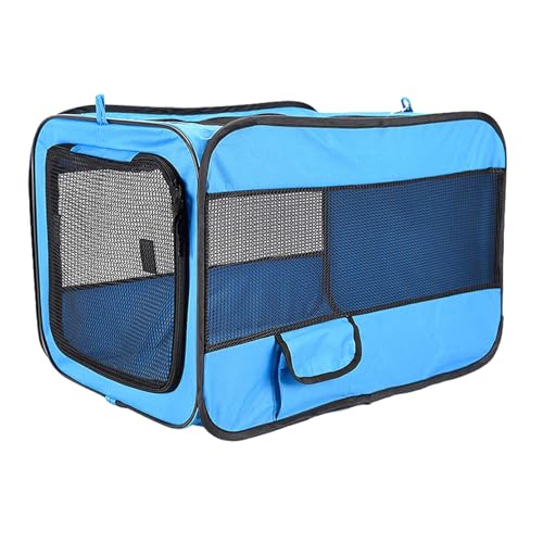 Xafrstyu Haustier Spielstift, Tragbarer Faltbarer Katzen Spielstift, Hundekäfig Katzenbett, Pop Up Hundetransportbox kleine mittlere Hunde, Reise Welpenbox Schlafbox zum schlafen (blau) von Xafrstyu