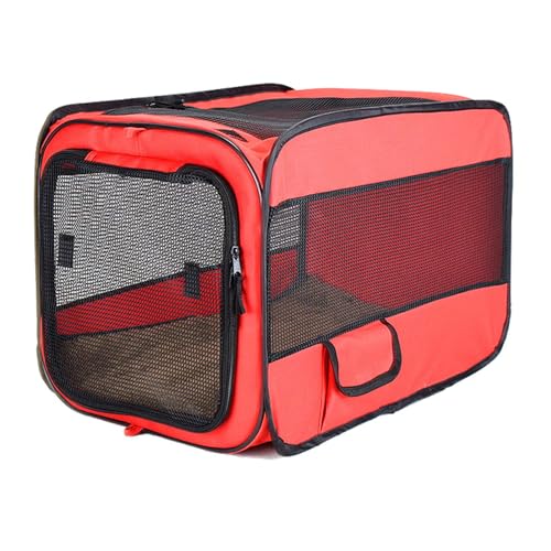 Xafrstyu Haustier Spielstift, Tragbarer Faltbarer Katzen Spielstift, Hundekäfig Katzenbett, Pop Up Hundetransportbox kleine mittlere Hunde, Reise Welpenbox Schlafbox zum schlafen (rot) von Xafrstyu