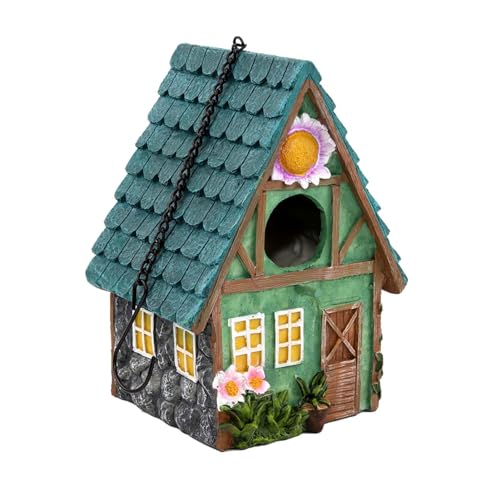 Xafrstyu Holz Vogelhaus Nistkasten, Resin Hand-Painted Hanging Colourful Birdhouse, Nistkasten Vogelhäuschen, Generic Nistkasten für Vögel zum Aufhängen von Xafrstyu