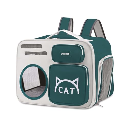 Xafrstyu Katzen Rucksack Träger, Haustier Rucksäcke, Haustiertrage-Rucksack, Vorderrucksack für Kleine und Mittelgroße Katzen für Reisen, Wandern und Outdoor (Grün) von Xafrstyu