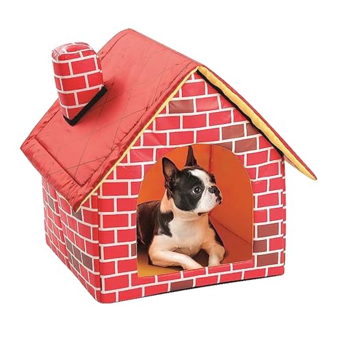 Xafrstyu Katzenhaus für Draußen Winterfest, Faltbare Wasserdicht Wetterfester, Haustierhaus Outdoor Hundehöhle, Mit Abnehmbarem Kissen, für Kleine Hund Katze, Streuner Haustiere, 41x38x42cm (Rot) von Xafrstyu