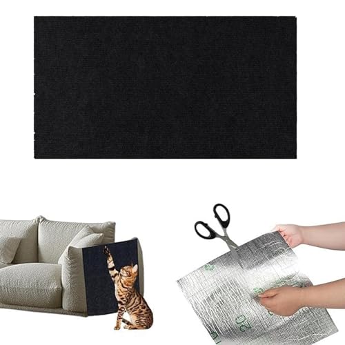 Xafrstyu Kratzmatte für Katzen, Kletter-Katzenkratzer, DIY Zuschneidbare Selbstklebende Teppich-Katzenmatte Unterlage, Teppich-Katzenkratzer-Möbelschutz, für Möbel Couch Sofa Wand Tür Schutz (Schwarz) von Xafrstyu