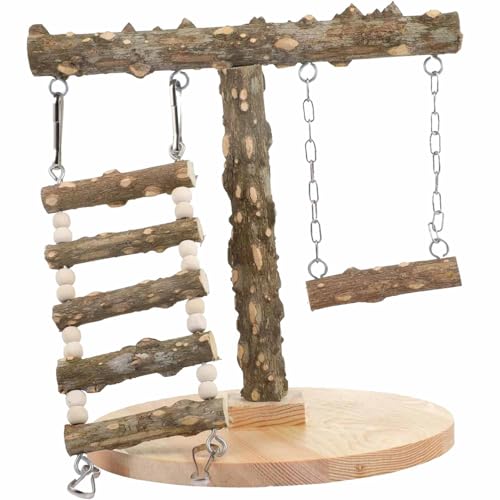 Xafrstyu Vogel-Papageien-Spielständer Aus Holz, Vogelspielplatz, Papageien Spielplatz, Bird Playground, Vogelspielplatz Mit Leiter Und Schaukel, Vogel Spielplatz, Für Papageien, Wellensittiche von Xafrstyu