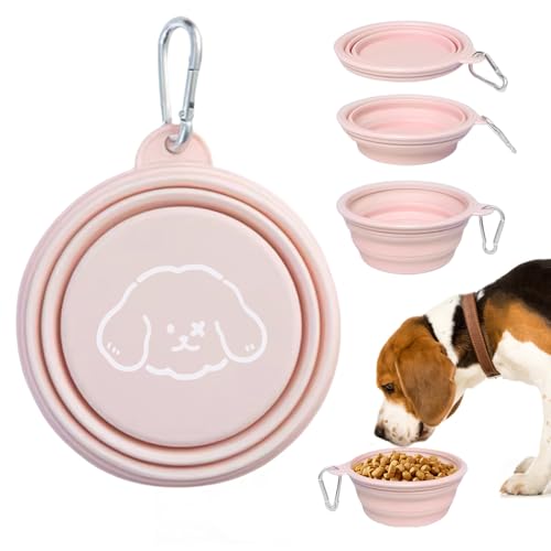 Xafrstyu Zusammenklappbare 650ml Hundenapf für Reisen, Einzeln, Tragbarer Faltbarer Napf für Hunde und Katzen, BPA-frei, in 4 Farben erhältlich (PINK) von Xafrstyu