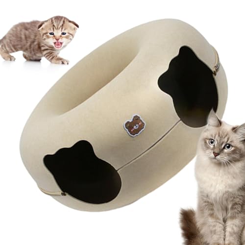 Großes Katzentunnelbett, Kratzfestes Katzen-Donut-Bett, Katzentunnel für Indoor-Katzen, Katzentunnel-Höhlenbett mit Reißverschluss-Design, interaktives Katzenspielzeug für Katzen und Kätzchen, bis zu von Xasbseulk