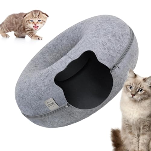 Großes Katzentunnelbett, Kratzfestes Katzen-Donut-Bett, Katzentunnel für Indoor-Katzen, Katzentunnel-Höhlenbett mit Reißverschluss-Design, interaktives Katzenspielzeug für Katzen und Kätzchen, bis zu von Xasbseulk