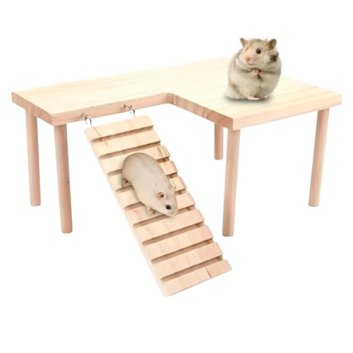 Hamster Holzleiter Kletterspielzeug | Rennmäuse Käfig Zubehör Klettern | Holz Hamster Leiter Spielplatz - Handgefertigtes Chinchilla Spielzeug und Rennmaus Zubehör Käfig Innendekoration für Hamster, von Xasbseulk