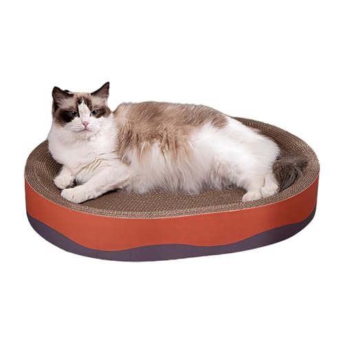 Katzenkratzer, Oval Wellpappe Kratzpad, Runde Katze Kratzlounge Bett, Recycle Board für Möbel Schutz, Cat Scratcher Bowl, Cat Kitty Training Spielzeug Reversible von Xasbseulk