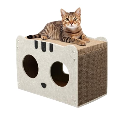 Xasbseulk Katzenkratzhaus Karton | Abnehmbare Katzenspielbox, Wellpappe, Kratzbaum für Indoor-Katzen, Abnehmbarer Kratzbaum Katzenversteck Wellpappe von Xasbseulk